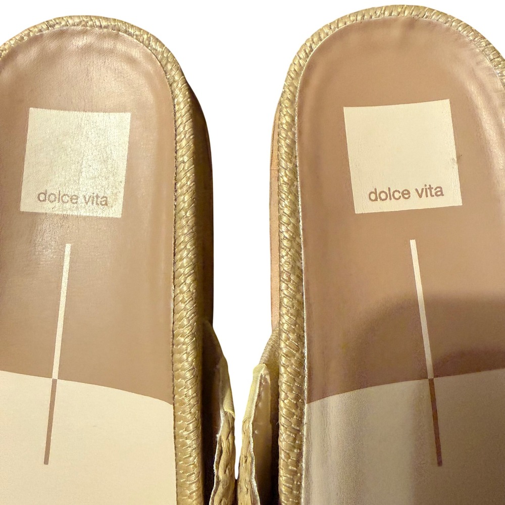 Dolce Vita Selda Slip On Neutral Raffia Slide 8.5 Vacation, Beach, Summer - Picture 4 of 11